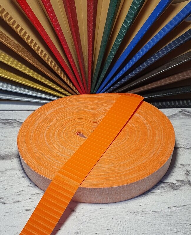 Kaliko, quergestreift, 24 mm, orange, 1 m Kaliko, quergestreift, 24 mm, orange, 1 m