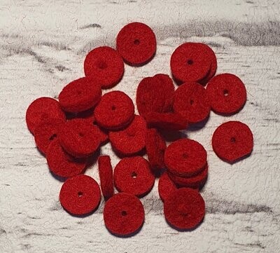 Dämpferfilze für Diskantknöpfe, 12mm, rot, Set 10 St.