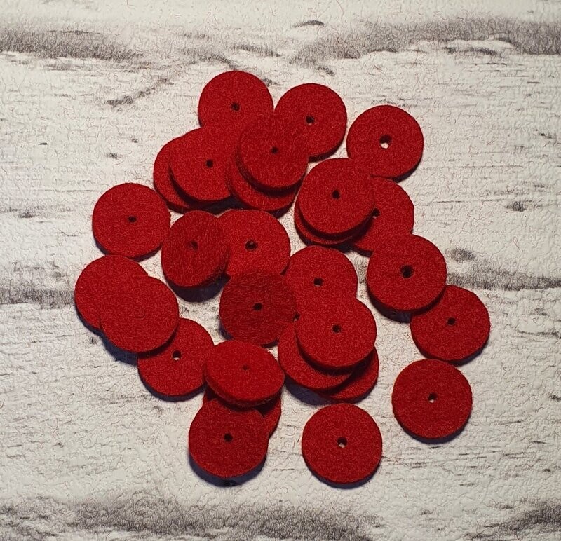 Dämpferfilze für Diskantknöpfe, 17mm, rot, Set 10 St.