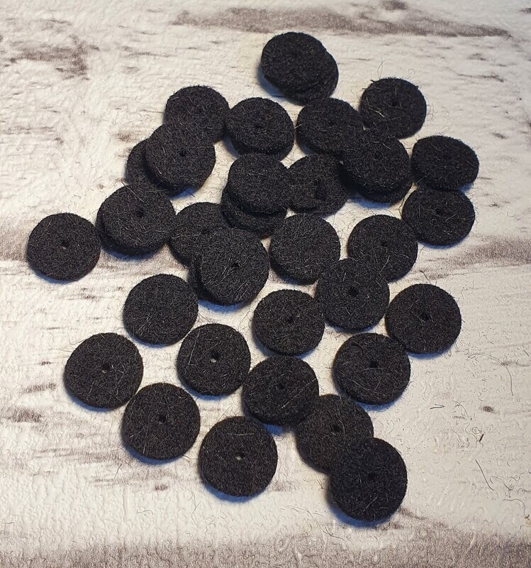 Dämpferfilze für Diskantknöpfe, 12mm, schwarz, Set 10 St. Dämpferfilze für Diskantknöpfe, 12mm, schwarz, Set 10 St.