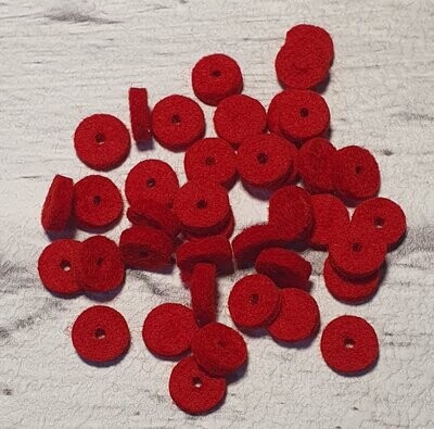 Dämpferfilze für Diskantknöpfe, 9mm, rot, Set 10 St.