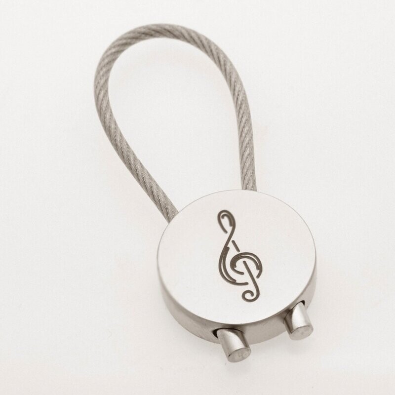Schlüsselanhänger Schlüsselanhänger "Notenschlüssel" / "Violinschlüssel", Rund *Silber/Edelstahl-Optik*