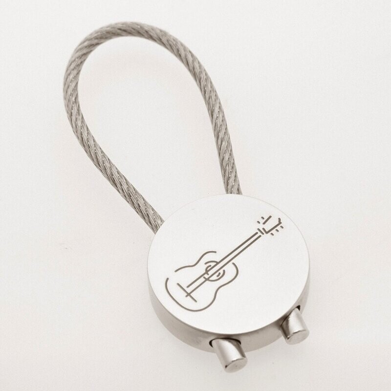 Schlüsselanhänger Schlüsselanhänger "Gitarre", Rund *Silber/Edelstahl-Optik*