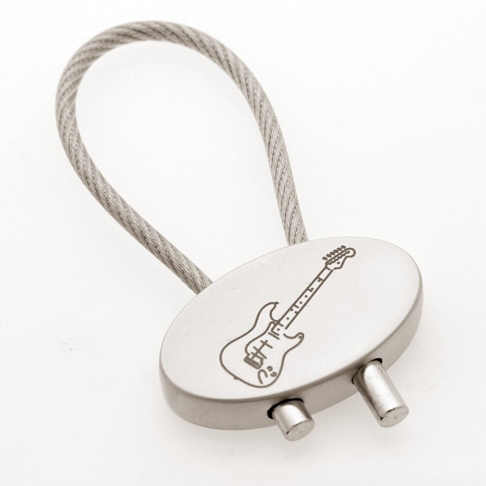 Schlüsselanhänger "E-Gitarre", Rund *Silber/Edelstahl-Optik*