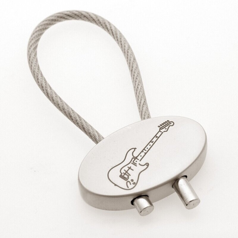 Schlüsselanhänger Schlüsselanhänger "E-Gitarre", Rund *Silber/Edelstahl-Optik*