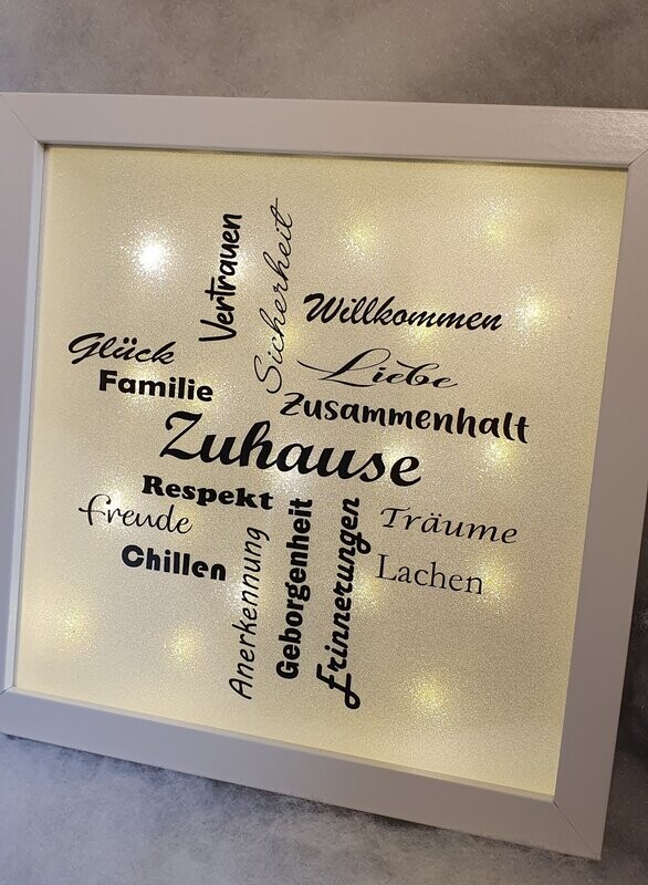 Beleuchteter Bilderrahmen / Dekorahmen, mit Spruch, handmade Beleuchteter Bilderrahmen / Dekorahmen, mit Spruch, handmade