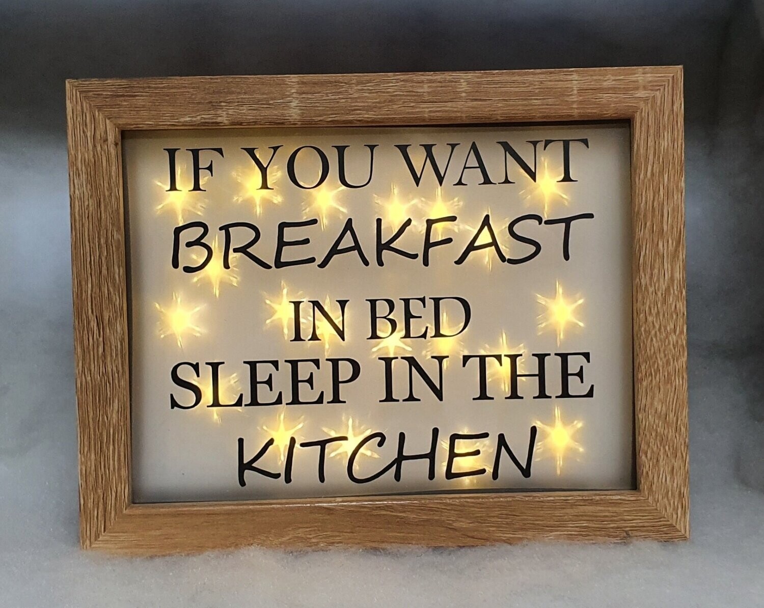 Beleuchteter Bilderrahmen / Dekorahmen, mit Spruch, handmade
