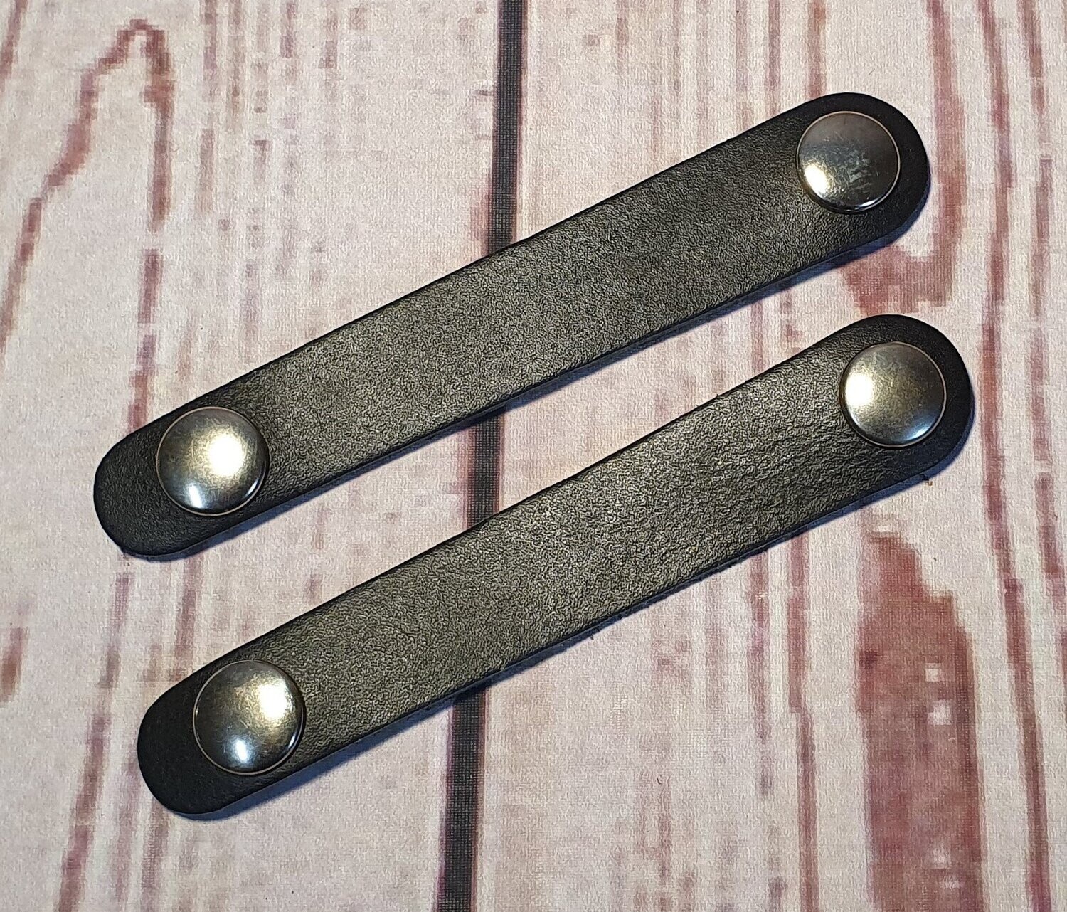 Balghalter / Balgverschluss / Balgzuhalter, Leder, schwarz, 1 Paar (9,5 cm)