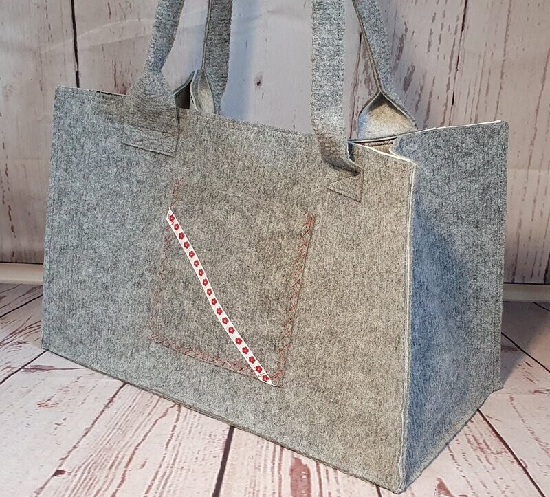 Teppichtasche * Shopper * Damen-Tasche * Filztasche, grau, Herzen, Handmade Teppichtasche * Shopper * Damen-Tasche * Filztasche, grau, Herzen, Handmade