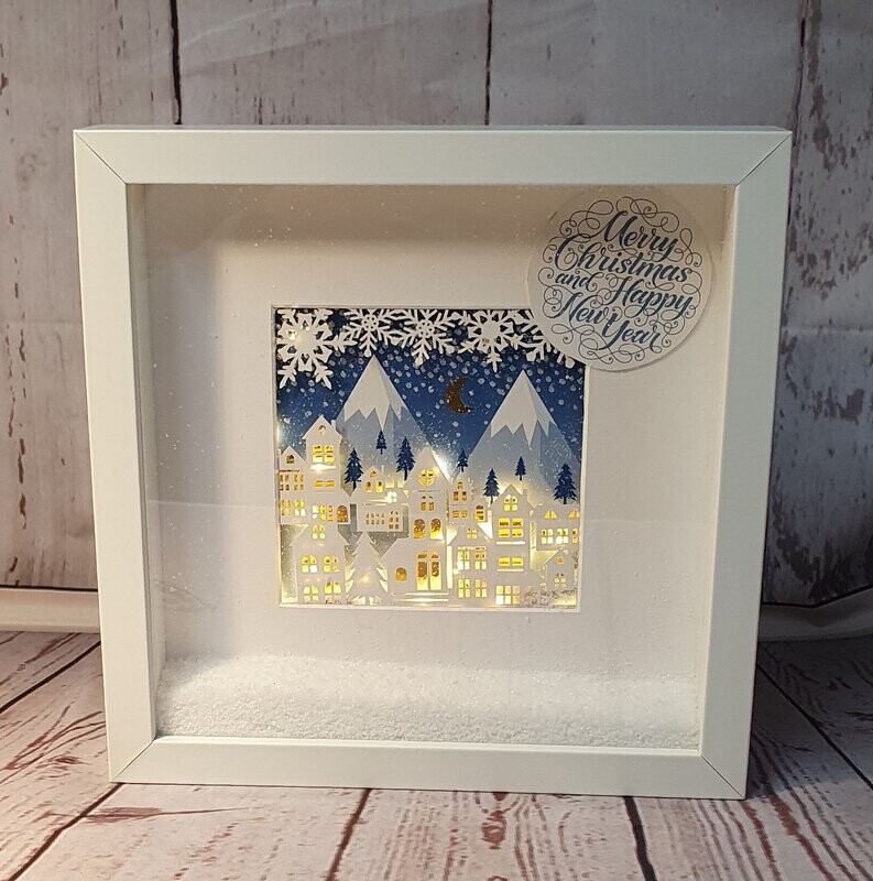Beleuchteter Bilderrahmen / Dekorahmen, Weihnachten, Winterlandschaft, 3D Effekt, handmade Beleuchteter Bilderrahmen / Dekorahmen, Weihnachten, Winterlandschaft, 3D Effekt, handmade