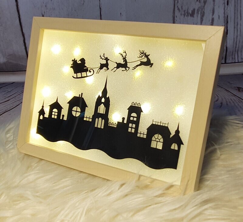 Beleuchteter Bilderrahmen / Dekorahmen, Weihnachten, Beleuchteter Bilderrahmen / Dekorahmen, Weihnachten, "Santa Claus", handmade
