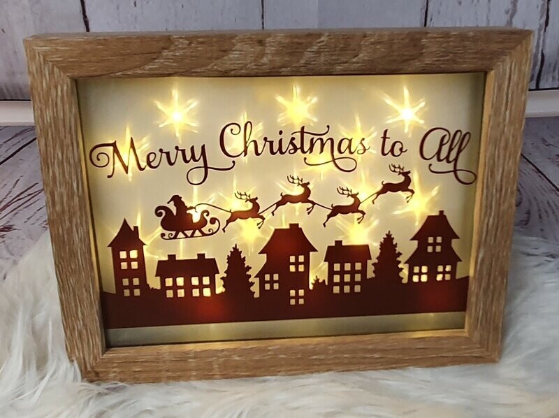 Beleuchteter Bilderrahmen / Dekorahmen, Weihnachten, Beleuchteter Bilderrahmen / Dekorahmen, Weihnachten, "Merry Christmas", handmade
