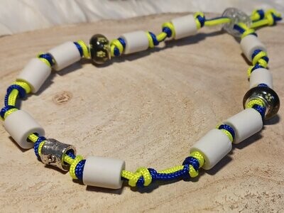 EM-Keramik Halsband, Anti Zecken Halsband, blau-neon gelb