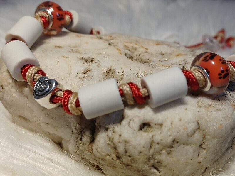 EM-Keramik Halsband, Anti Zecken Halsband, beige - rot EM-Keramik Halsband, Anti Zecken Halsband, beige - rot