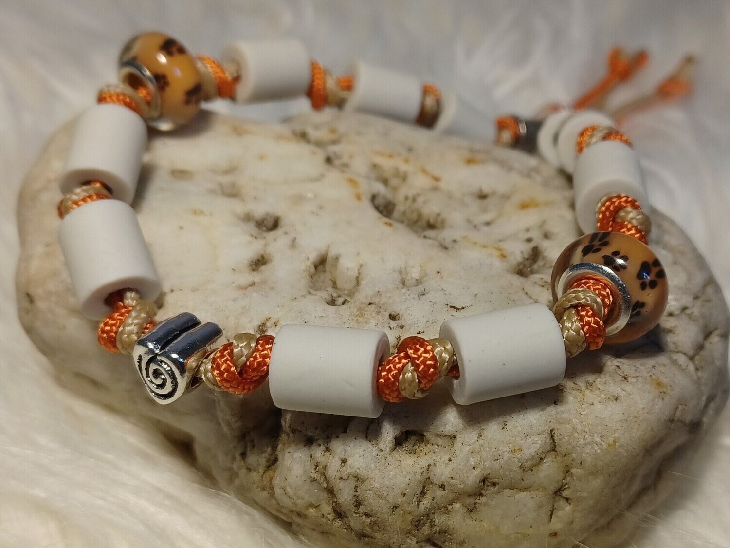 EM-Keramik Halsband, Anti Zecken Halsband, beige - orange