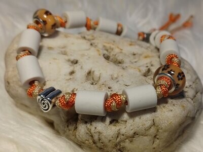 EM-Keramik Halsband, Anti Zecken Halsband, beige - orange, ca. 33cm