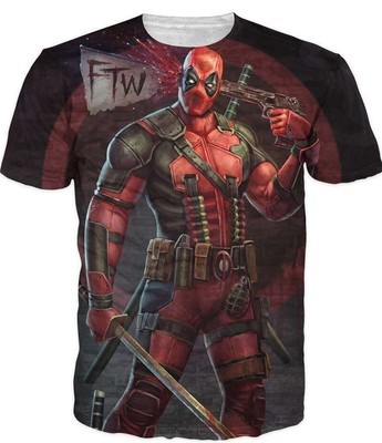 2016 New Arrive American Comic Badass Deadpool T-Shirt