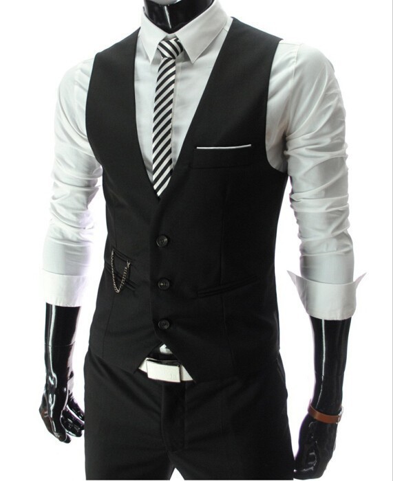 Men Slim Fit Mens Suit Vest Male Waistcoat Gilet Homme