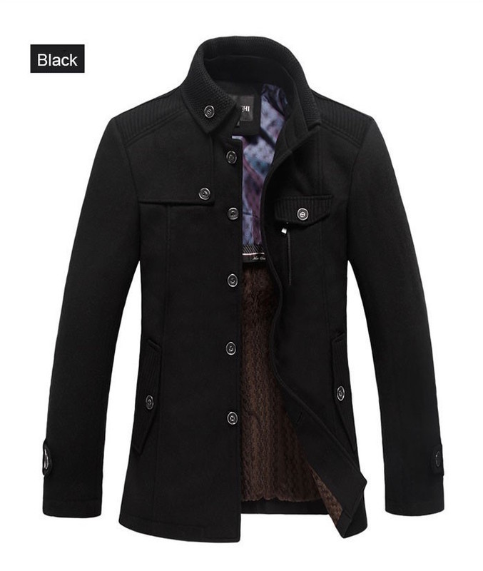men&#39;s windbreaker jacket thickened woolen coat