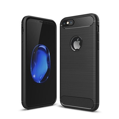 Shockproof Silicone Light Brushed Grip Case Protective Case Cover For Apple iPhone 6/6s (4.7") Black + Free Screen Protector