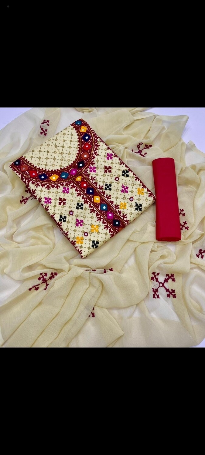 Fancy 3pcs Lawn Dress With Sindhi Embroidery