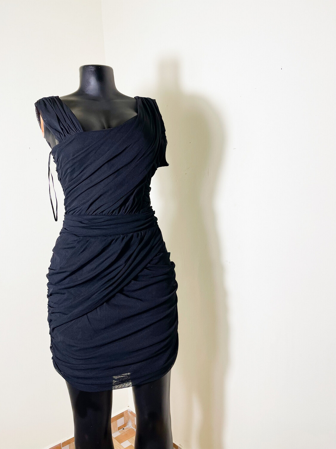 Ruffled Black Dress - Uk 10