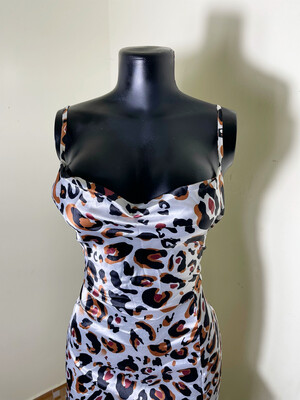 Ruffle Leopard Print Dress - Uk 8