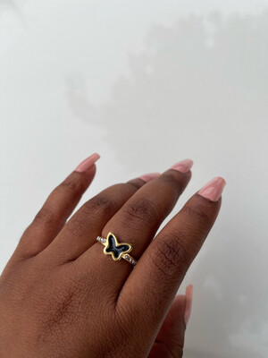 Black Stud Butterfly Fashion Ring