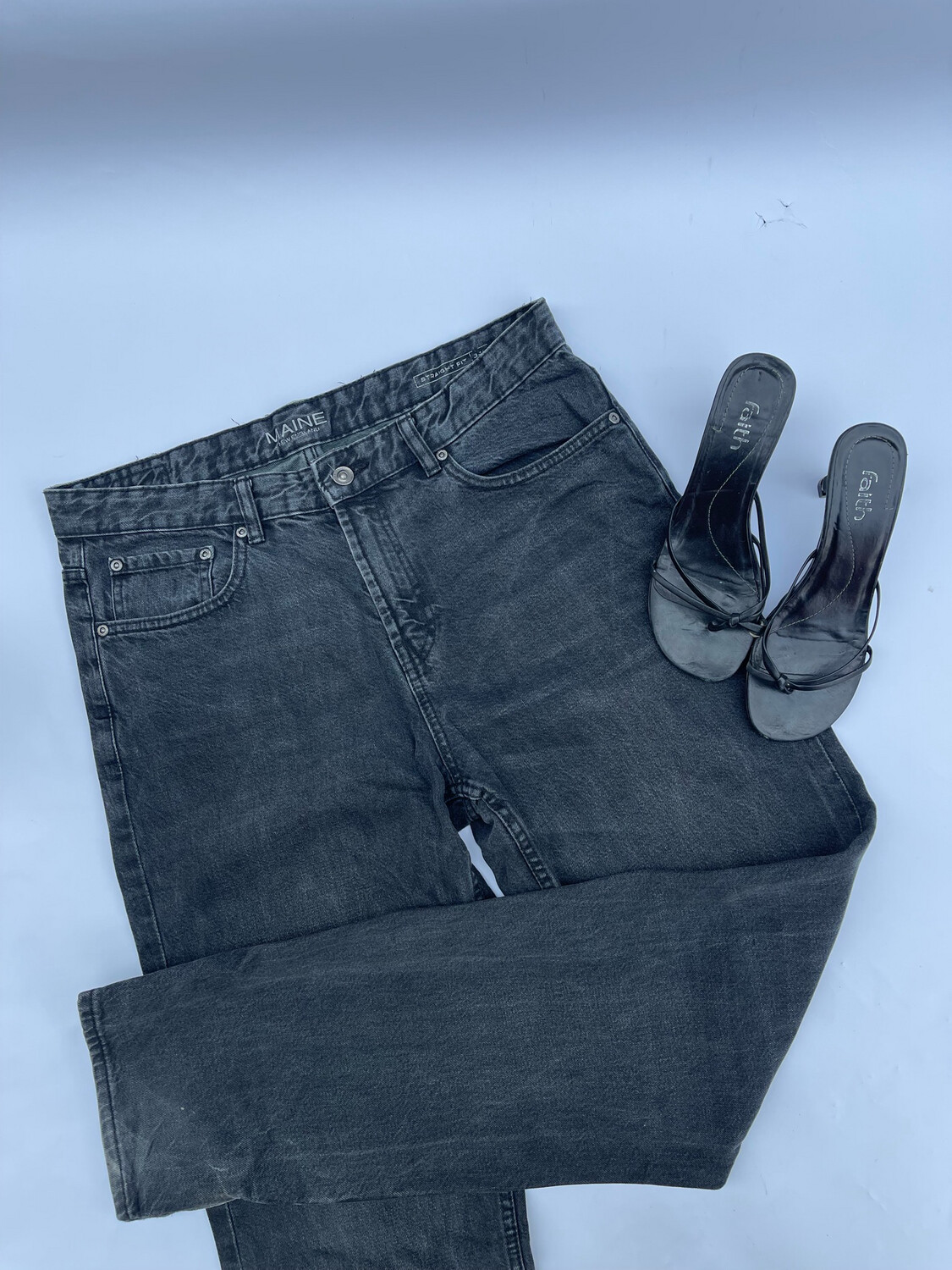 Faded Black Jeans - Uk 16