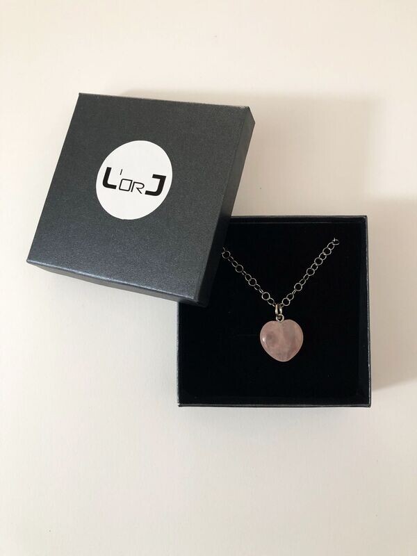 Collier Cœur Quartz Rose