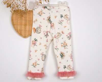 Legginsy wzorzyste z tiulem (74)