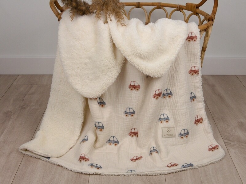 Kocyk muślinowy z lekkim futerkiem