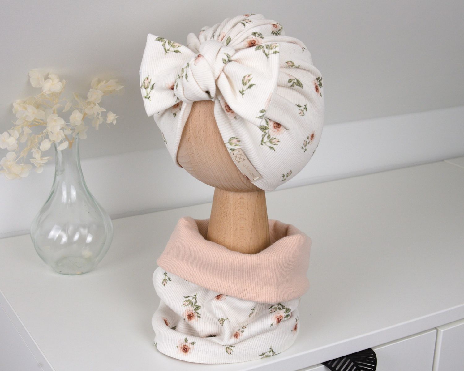 Komplet prążkowany: Turban  + komin