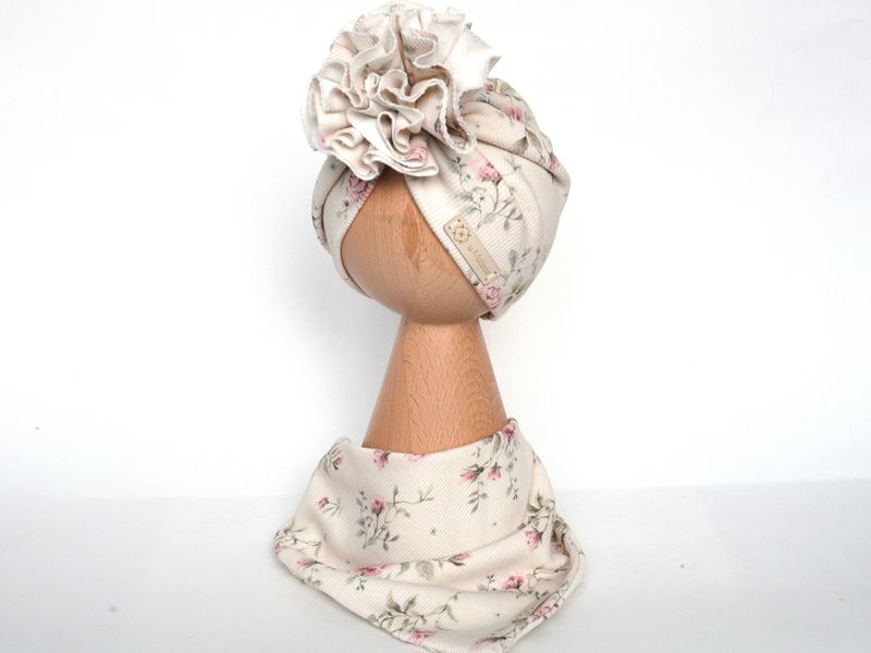 Komplet prążkowany: Turban + chusta