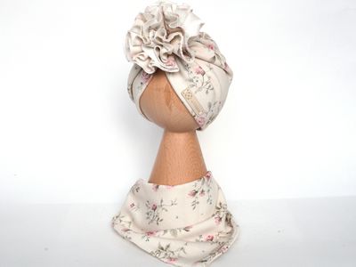 Komplet prążkowany: Turban + chusta