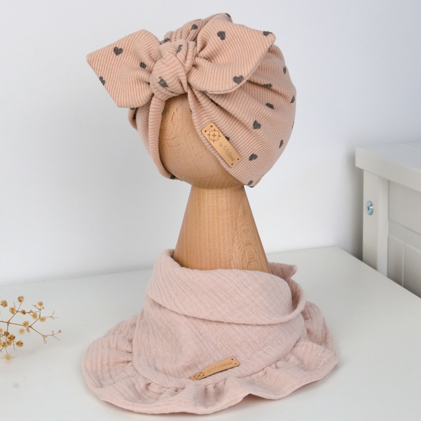 Komplet: Turban prążek + chusta
