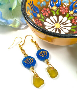 Ukraine Support Handmade Sea Glass Earrings