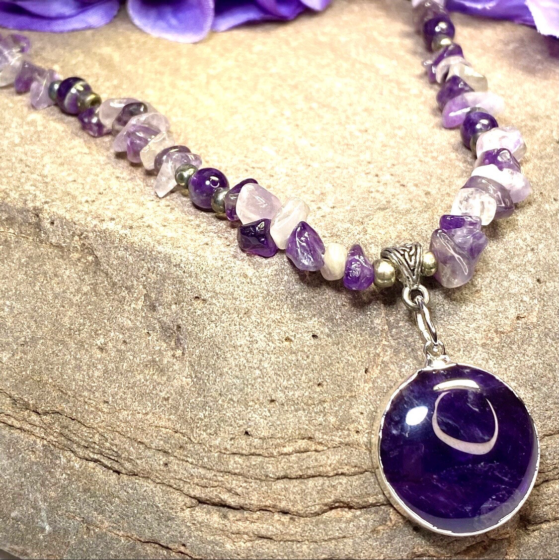 Amethyst Crystal Pendant Necklace