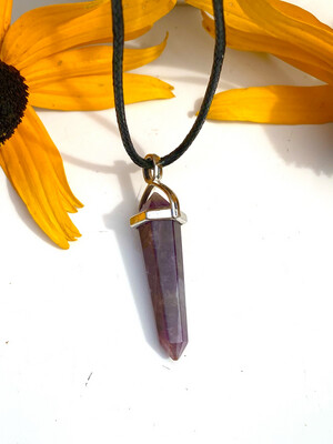 Amethyst Crystal Point Pendant Necklace Gift