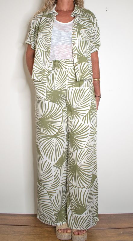 Leafy wide leg pants