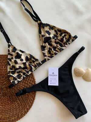 Bikini Florida print y negro