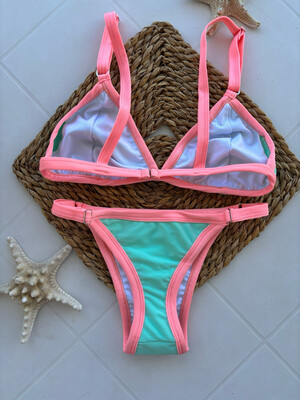 Bikini Sunset menta con rosa