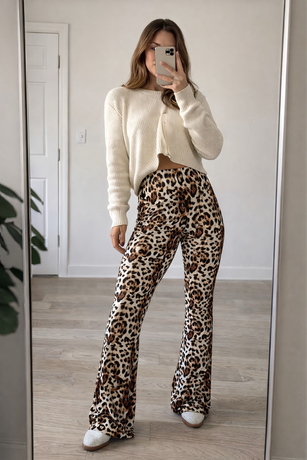 Calza animal print Marrón