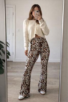 Calza animal print Marrón