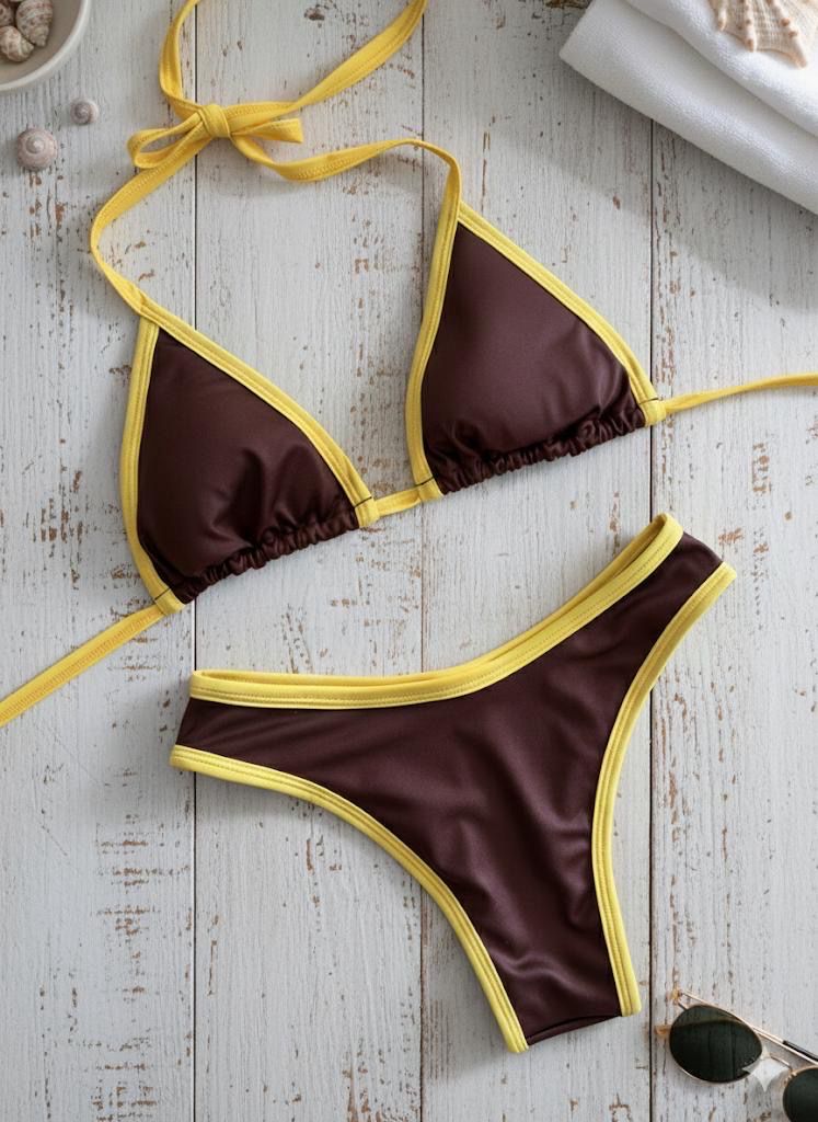 Bikini Ibiza chocolate y amarillo