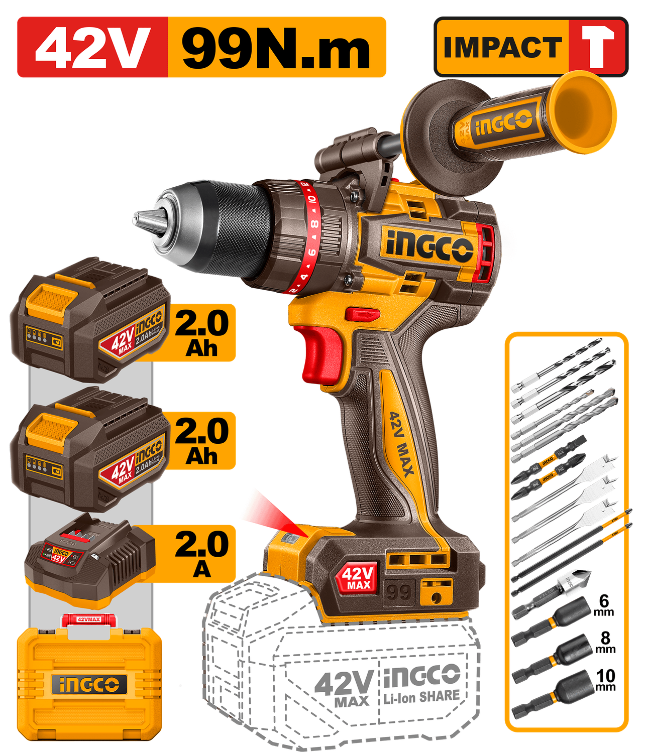42V MAX Impact Drill Cordless  Brushless motor 99 Nm - CIDLI429982