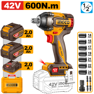 42V MAX Cordless Impact Wrench  Brushless 600 Nm - CIWLI42602