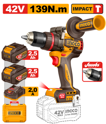 42V MAX Brushless Cordless Impact Drill 139 Nm - CIDLI4213982