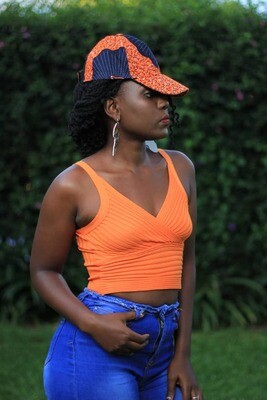 Bright Orange Women&#39;s Vest, Baseball Cap and Earrings