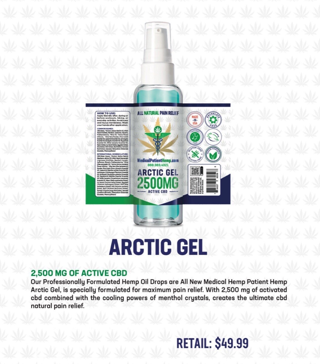 ARCTIC GEL PAIN CREAM W 2500 MG of ACTIVE CBD